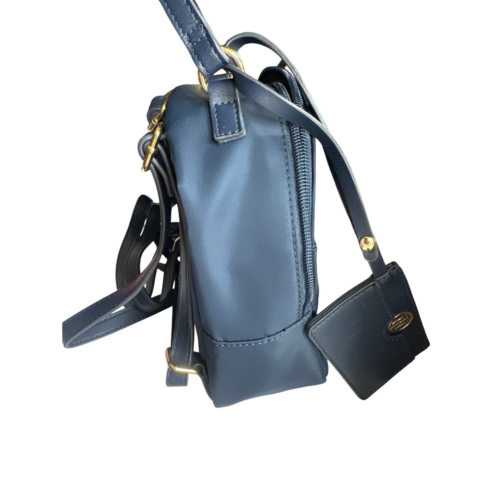 Tommy Hilfiger Mini Backpack Navy Blue Nylon Gold Logo Card Holder Small Purse - Picture 4 of 7